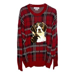 URBAN OUTFITTERS • Tartan Dog Knit Sweater • L